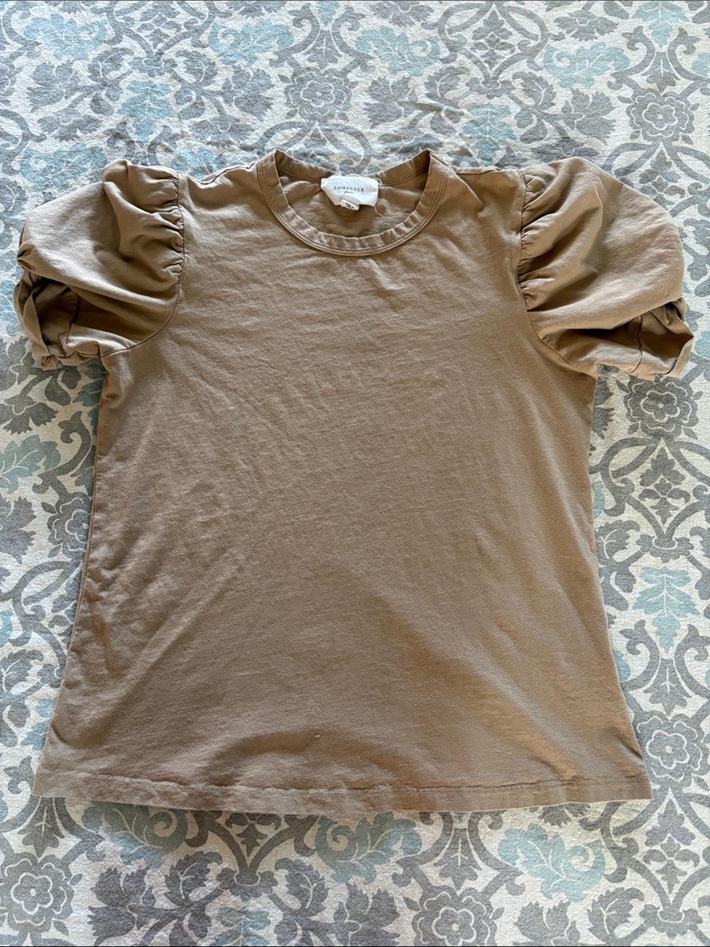 Pomander Place Brown Puff Sleeve Crew Tee
